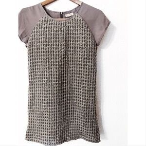 Ethereal waffle knit and chiffon sleeved dress